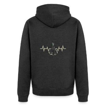 Knoblauch Pflanze - Unisex Premium Bio Zip Hoodie - Anthrazit meliert - Hinten - Nico (187cm)