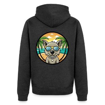 Pumi Hunderasse Cartoon Sonnenbrille Strand - Unisex Premium Bio Zip Hoodie - Anthrazit meliert - Hinten - Nico (187cm)