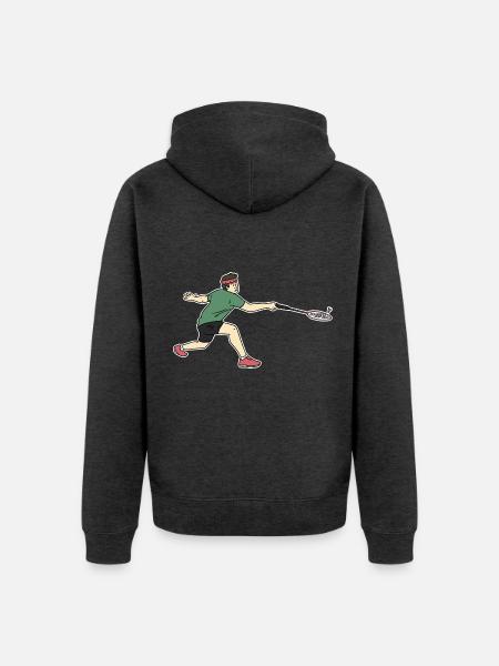 Blitzschneller Speedminton Punktjäger - Unisex Premium Bio Zip Hoodie - Anthrazit meliert