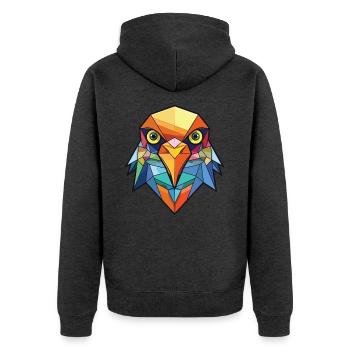 Kuckuck buntes Aquarell Tier Haustier Illustration - Unisex Premium Bio Zip Hoodie - Anthrazit meliert - Hinten - Nico (187cm)
