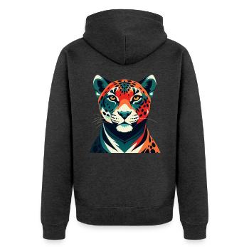 Léopard Dessin animé Personnage Animal de compagnie coloré - Veste à capuche bio Premium Unisexe - anthracite chiné - Dos - Nico (187cm)