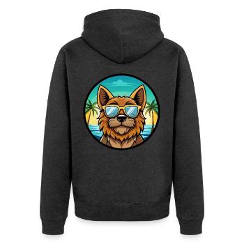 Griffon Bruxellois Hunderasse Cartoon Sonnenbrille - Unisex Premium Bio Zip Hoodie - Anthrazit meliert - Hinten - Nico (187cm)