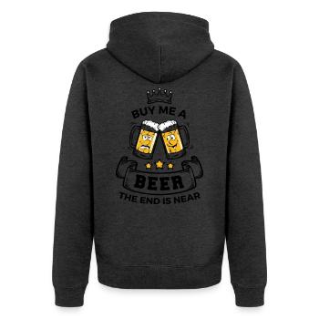 Durstiger Junggeselle Bierkrug - Unisex Premium Bio Zip Hoodie - Anthrazit meliert - Hinten - Nico (187cm)