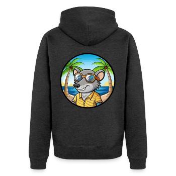 Ratte Lustige Cartoon Sommer Strand Sonnenbrille Aufkleber - Unisex Premium Bio Zip Hoodie - Anthrazit meliert - Hinten - Nico (187cm)