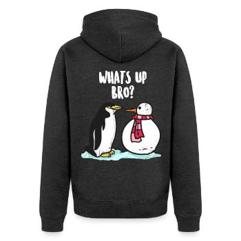 Frostiger Pinguin Polarexpedition - Unisex Premium Bio Zip Hoodie - Anthrazit meliert - Hinten - Nico (187cm)