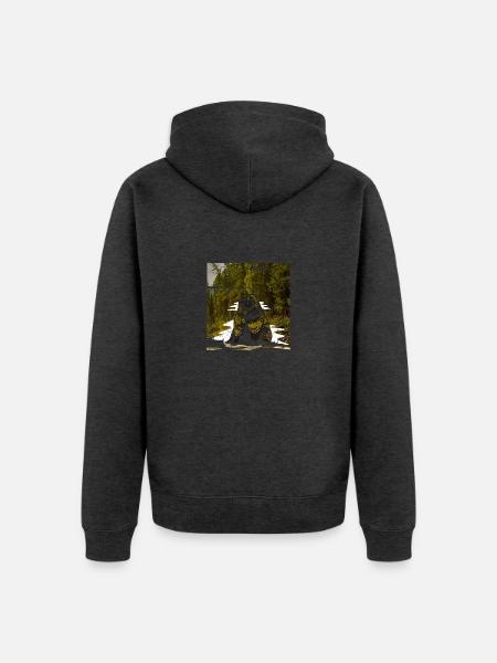 Zotteliger Braunbär Naturfreund - Unisex Premium Bio Zip Hoodie - Anthrazit meliert