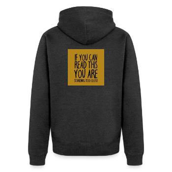 Mundschutz lustig Spruch - lustige Sprüche - Unisex Premium Bio Zip Hoodie - Anthrazit meliert - Hinten - Nico (187cm)