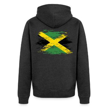 Drapeau de la Jamaïque utilisé - Veste à capuche bio Premium Unisexe - anthracite chiné - Dos - Nico (187cm)
