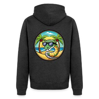 Schlange Lustige Cartoon Sommer Strand Sonnenbrille Cool - Unisex Premium Bio Zip Hoodie - Anthrazit meliert - Hinten - Nico (187cm)