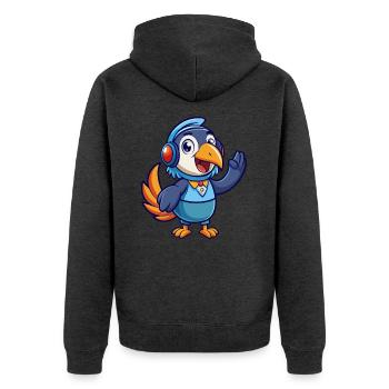 Toucan Funny Cartoon Character Headphone Music - Unisex Premium Organic Zip Hoodie - heather anthracite - Back - Nico (187cm)