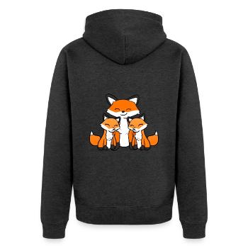 Twin Fox - Unisex Premium Bio Zip Hoodie - Anthrazit meliert - Hinten - Nico (187cm)