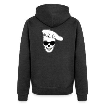 Crâne avec lunettes de soleil, toque de chef - Veste à capuche bio Premium Unisexe - anthracite chiné - Dos - Nico (187cm)
