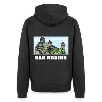 Winzige San Marino Festungsstadt - Unisex Premium Bio Zip Hoodie - Anthrazit meliert - Hinten - Nico (187cm)