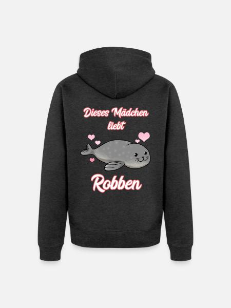 Dieses Mädchen Liebt Robben - Unisex Premium Bio Zip Hoodie - Anthrazit meliert