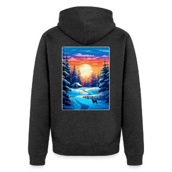 Lappland Finnland Vintage Reiseplakat Souvenir WPA - Unisex Premium Bio Zip Hoodie - Anthrazit meliert - Hinten - Nico (187cm)