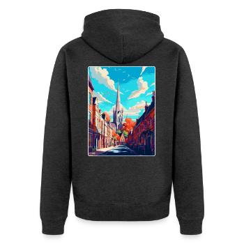 Winchester England Uk Reiseposter Souvenir WPA - Unisex Premium Bio Zip Hoodie - Anthrazit meliert - Hinten - Nico (187cm)