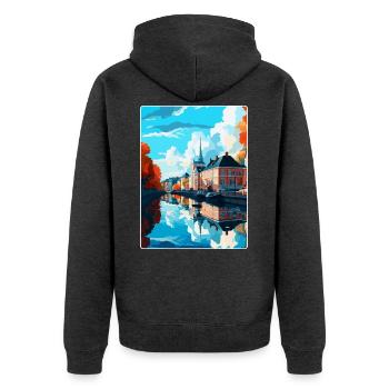 Karlstad Schweden Vintage Reiseplakat Souvenir WPA - Unisex Premium Bio Zip Hoodie - Anthrazit meliert - Hinten - Nico (187cm)