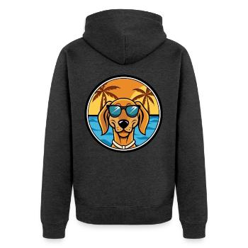 Jugoslawischer Windhund Hunderasse Cartoon Sonnenbrille Strand - Unisex Premium Bio Zip Hoodie - Anthrazit meliert - Hinten - Nico (187cm)