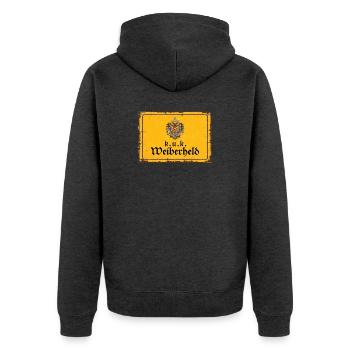 Vintage Österreich k.u.k. Weiberheld - Unisex Premium Bio Zip Hoodie - Anthrazit meliert - Hinten - Nico (187cm)