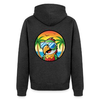 Perroquet Drôle Dessin Animé Plage Été Lunettes De Soleil Cool - Veste à capuche bio Premium Unisexe - anthracite chiné - Dos - Nico (187cm)