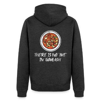 Würziger Gulasch Rindfleischeintopf - Unisex Premium Bio Zip Hoodie - Anthrazit meliert - Hinten - Nico (187cm)