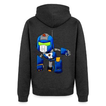 Robot - Unisex Premium Bio Zip Hoodie - Anthrazit meliert - Hinten - Nico (187cm)