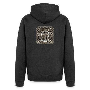 Steampunk Logo - Unisex Premium Bio Zip Hoodie - Anthrazit meliert - Hinten - Nico (187cm)