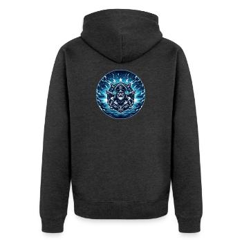 Kapitän im Sturm Logo - Unisex Premium Bio Zip Hoodie - Anthrazit meliert - Hinten - Nico (187cm)