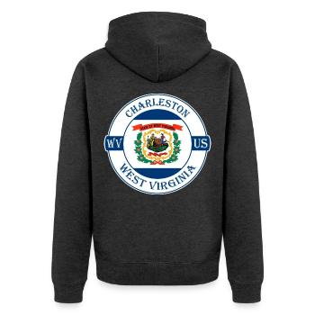 Charleston West Virginia Flagge USA Souvenir Logo - Unisex Premium Bio Zip Hoodie - Anthrazit meliert - Hinten - Nico (187cm)