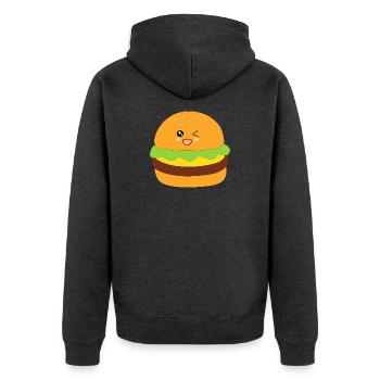 Burger, fast food, essen, kochen Geschenk Koch - Unisex Premium Bio Zip Hoodie - Anthrazit meliert - Hinten - Nico (187cm)