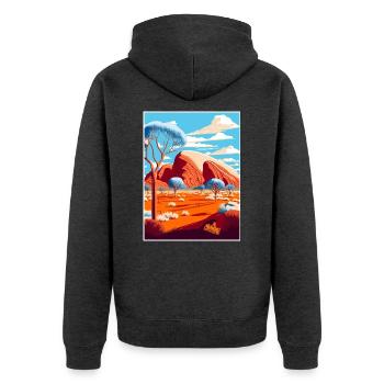 Uluṟu Kata Tjuṯa Nationalpark Reiseplakat - Unisex Premium Bio Zip Hoodie - Anthrazit meliert - Hinten - Nico (187cm)