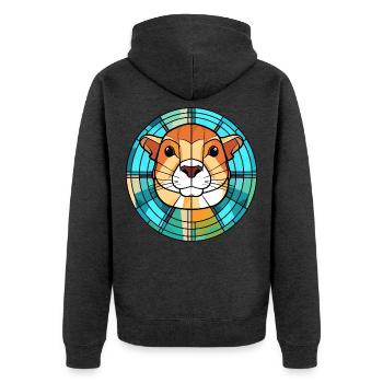 Gopher bunte Aquarell-Tier-Haustier-Illustration - Unisex Premium Bio Zip Hoodie - Anthrazit meliert - Hinten - Nico (187cm)