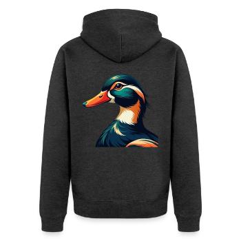 Canard Dessin Animé Personnage Animal De Compagnie Coloré - Veste à capuche bio Premium Unisexe - anthracite chiné - Dos - Nico (187cm)