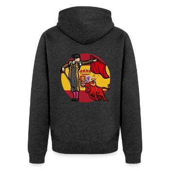 Es lebe der Stierkampf - Unisex Premium Bio Zip Hoodie - Anthrazit meliert - Hinten - Nico (187cm)