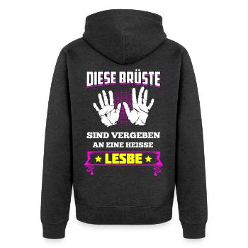 Diese Brüste Gehören Heißer Lesbe Heißen Lesbe - Unisex Premium Bio Zip Hoodie - Anthrazit meliert - Hinten - Nico (187cm)