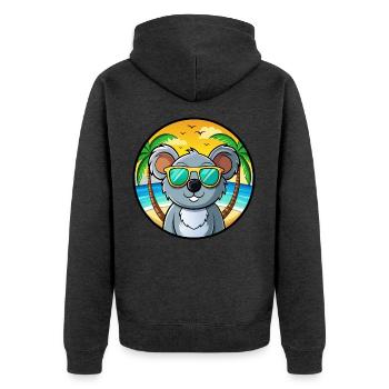 Koala Lustige Cartoon Sommer Strand Sonnenbrille Cool - Unisex Premium Bio Zip Hoodie - Anthrazit meliert - Hinten - Nico (187cm)