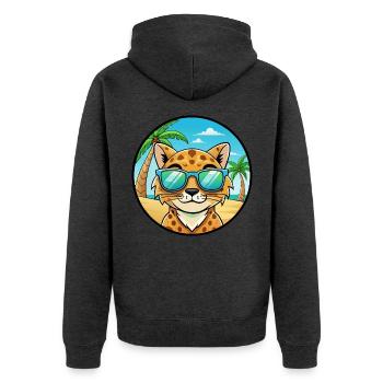 Brume tachetée australienne Race de chat Cartoon Beach - Veste à capuche bio Premium Unisexe - anthracite chiné - Dos - Nico (187cm)