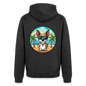 Decker Rat Terrier Hunderasse Cartoon Sonnenbrille - Unisex Premium Bio Zip Hoodie - Anthrazit meliert - Hinten - Nico (187cm)
