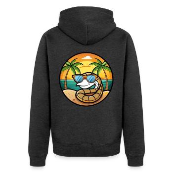 Schlange Lustige Cartoon Sommer Strand Sonnenbrille Cool - Unisex Premium Bio Zip Hoodie - Anthrazit meliert - Hinten - Nico (187cm)