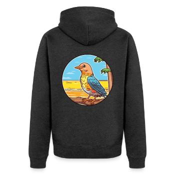 Kuckuck Aquarell Cartoon Kawaii Clipart Tier - Unisex Premium Bio Zip Hoodie - Anthrazit meliert - Hinten - Nico (187cm)