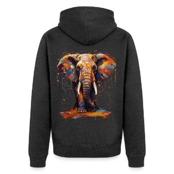 Elephant farbenfroh - Unisex Premium Bio Zip Hoodie - Anthrazit meliert - Hinten - Nico (187cm)