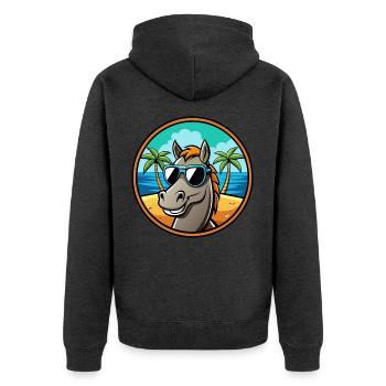 Cheval Drôle Dessin Animé Plage D’été Lunettes De Soleil Cool - Veste à capuche bio Premium Unisexe - anthracite chiné - Dos - Nico (187cm)