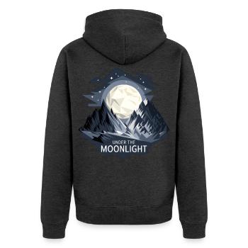 Under The Moonlight - Unisex Premium Organic Zip Hoodie - heather anthracite - Back - Nico (187cm)