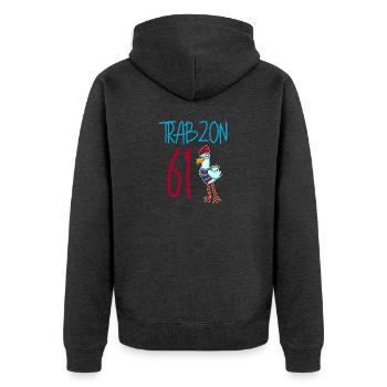 Trabzon 61 Türkei Stadt - Unisex Premium Bio Zip Hoodie - Anthrazit meliert - Hinten - Nico (187cm)