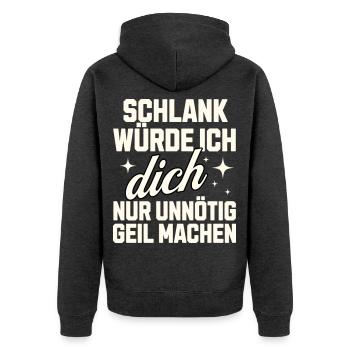 Sarkastischer Spruch Selbstbewusstsein - Unisex Premium Bio Zip Hoodie - Anthrazit meliert - Hinten - Nico (187cm)