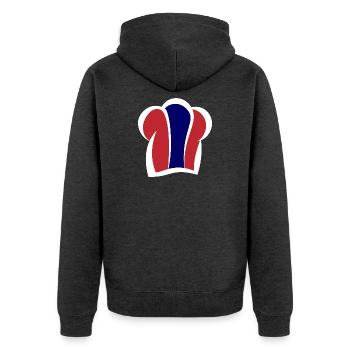 Thailändische Kochmütze Küche Thai Chefkoch - Unisex Premium Bio Zip Hoodie - Anthrazit meliert - Hinten - Nico (187cm)