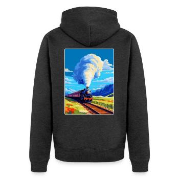 Orient Express Zug Europa Vintage Reiseplakat - Unisex Premium Bio Zip Hoodie - Anthrazit meliert - Hinten - Nico (187cm)