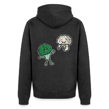 Erschrockener Brokkoli Blumenkohl - Unisex Premium Bio Zip Hoodie - Anthrazit meliert - Hinten - Nico (187cm)