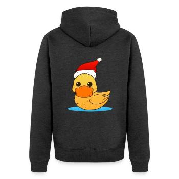 Christmas Duck - Unisex Premium Bio Zip Hoodie - Anthrazit meliert - Hinten - Nico (187cm)
