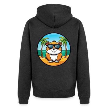 Cochon d’Inde Drôle Dessin Animé Plage Été Lunettes de soleil - Veste à capuche bio Premium Unisexe - anthracite chiné - Dos - Nico (187cm)